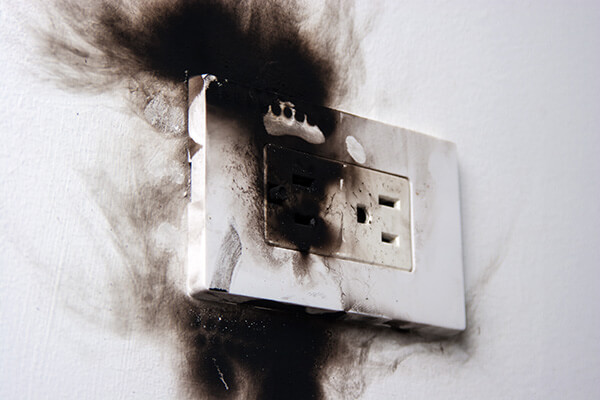 A burnt power outlet